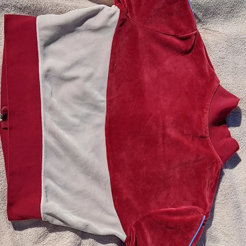 Nike Maroon and Cream Velour Embroidered Cropped Jacket Women's Size XS Y2K 90s - Picture 7 of 9